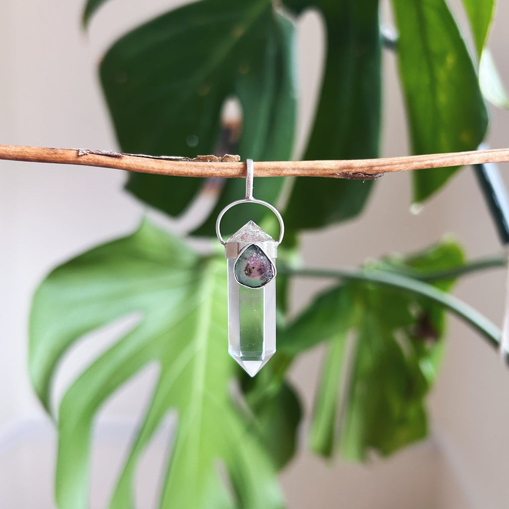 Quartz & Fluorite Crystal Pendant