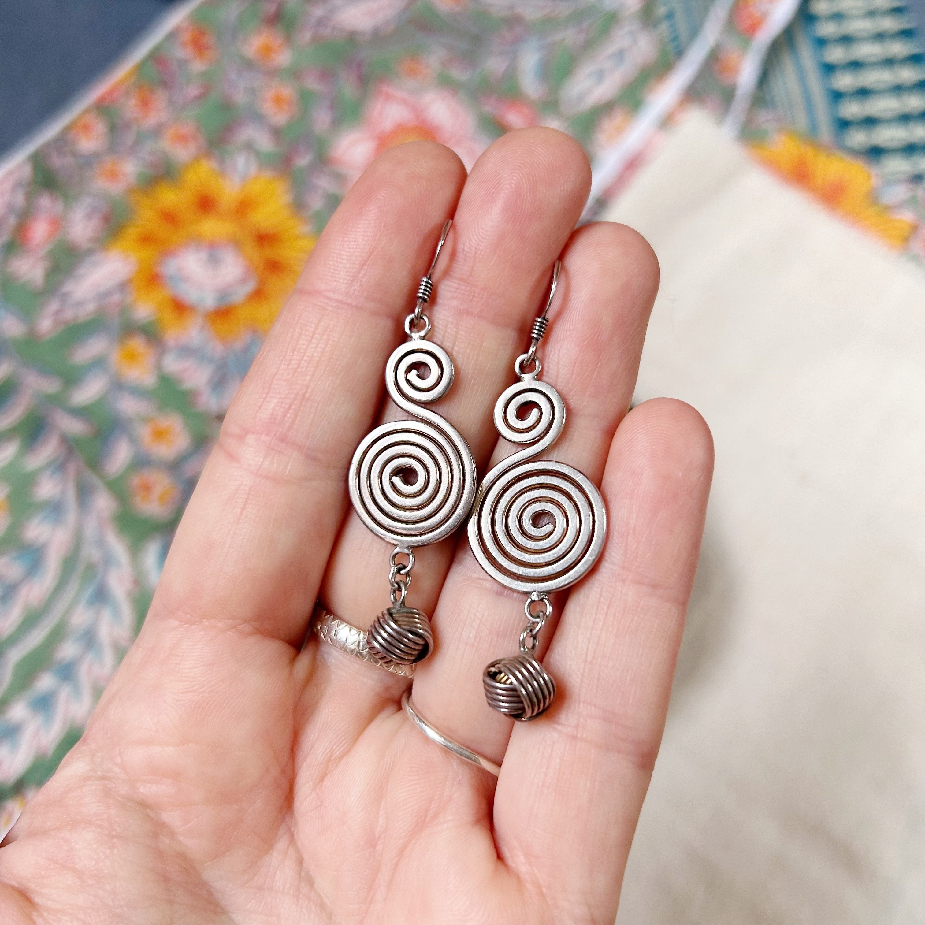 Double Spiral Silver Earrings