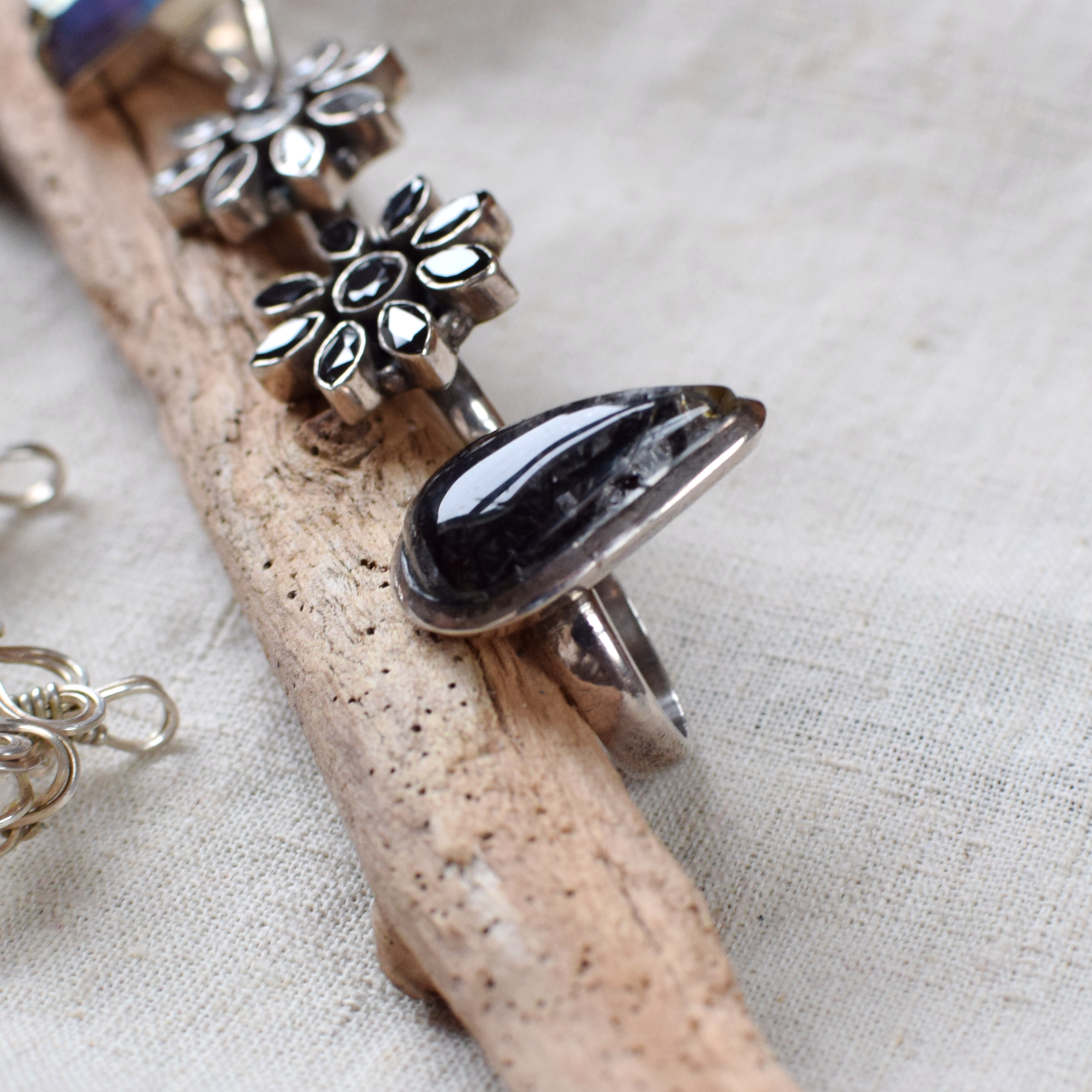 Rutilated Quartz Sterling Silver Ring M