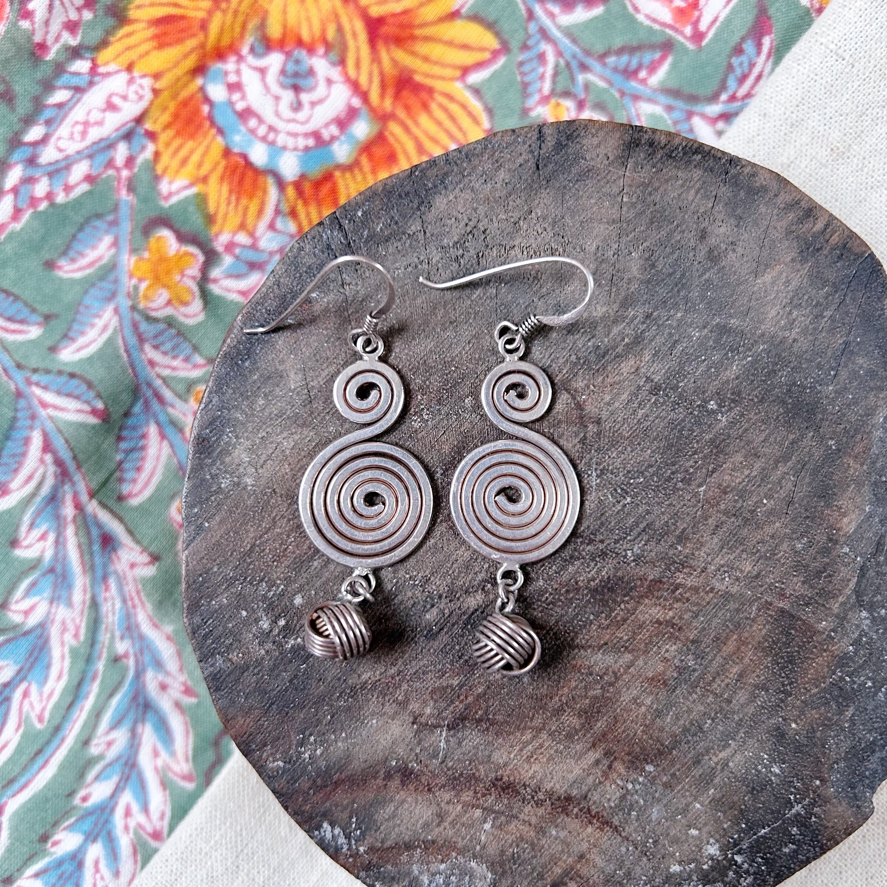 Double Spiral Silver Earrings