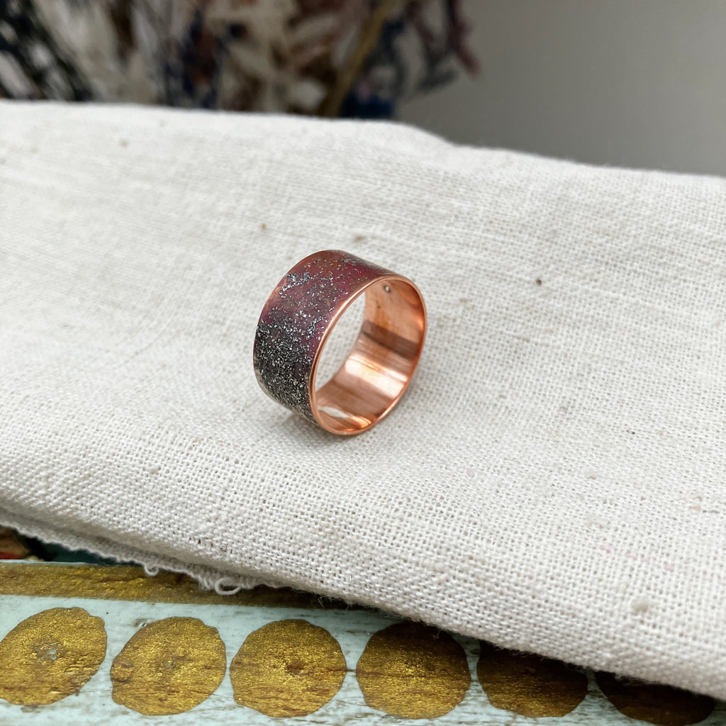 Fired Texture Copper Ring