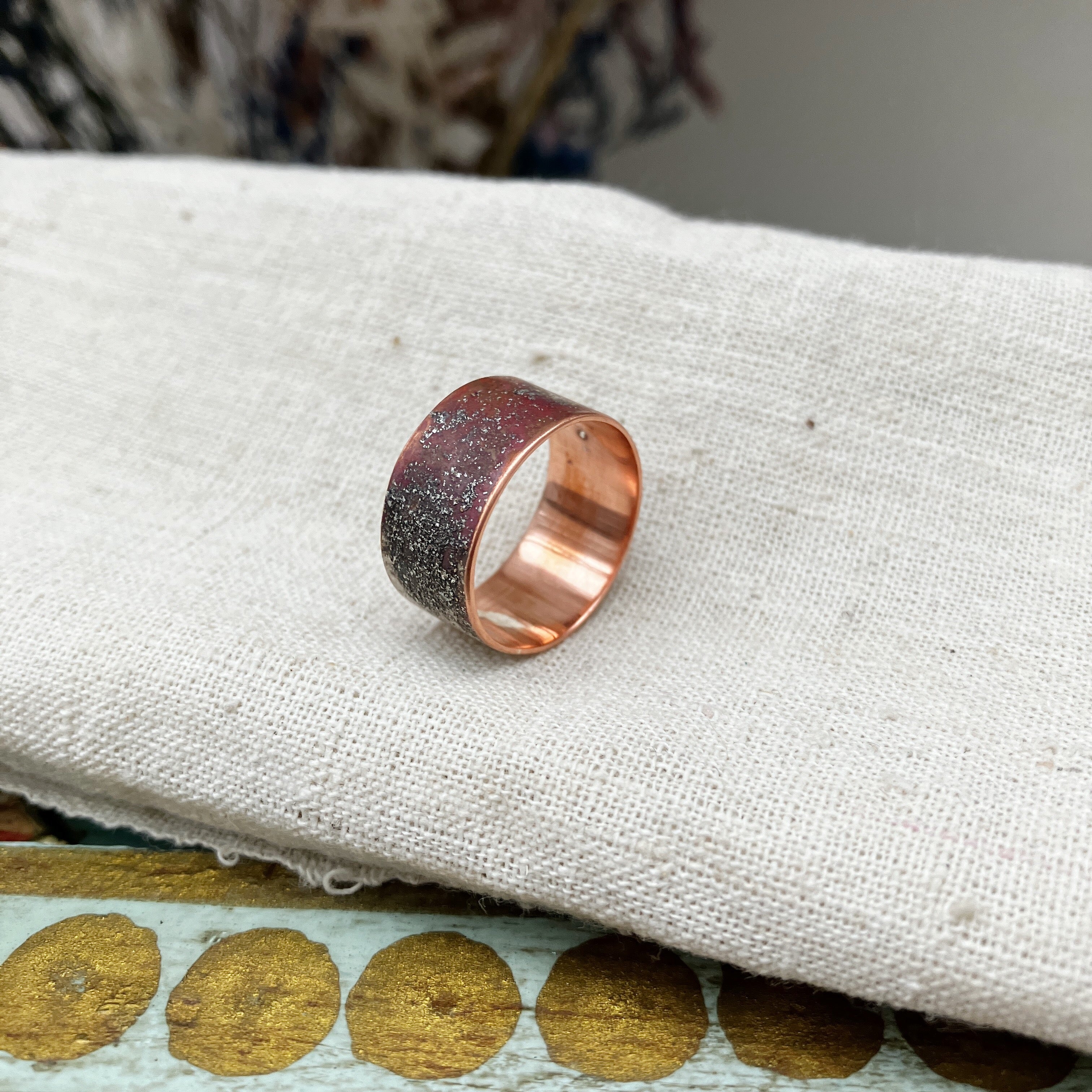Fired Texture Copper Ring
