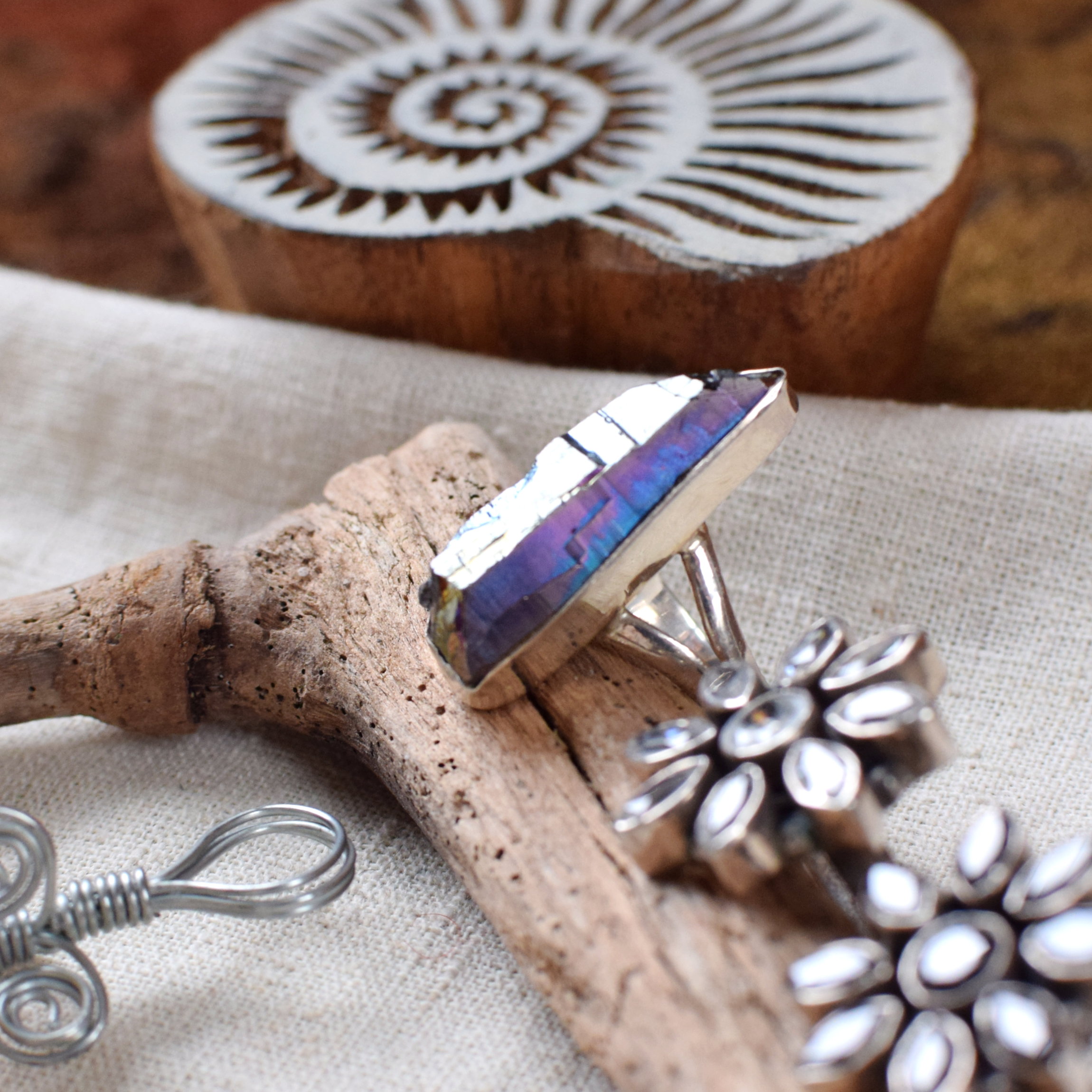 Rainbow Quartz Sterling Silver Ring P