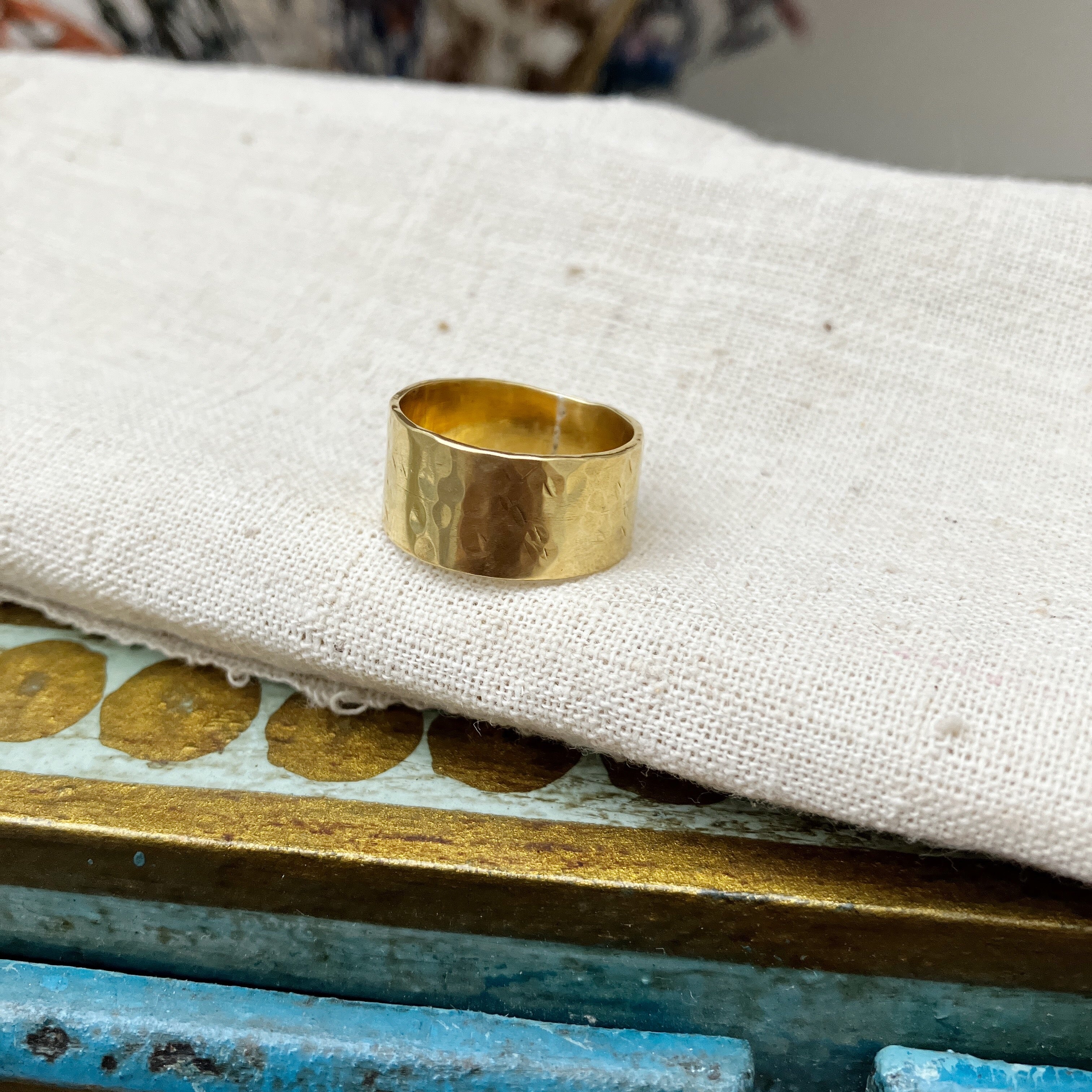 Hammered Brass Chunky Ring