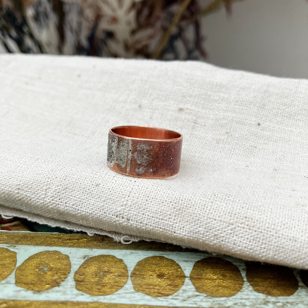 Fired Texture Copper Ring