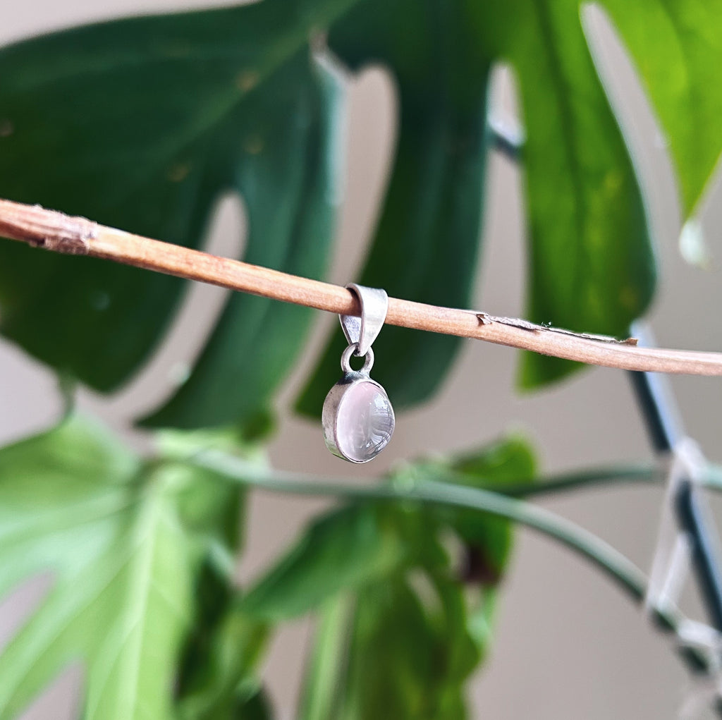 Rose Quartz Silver Pendant