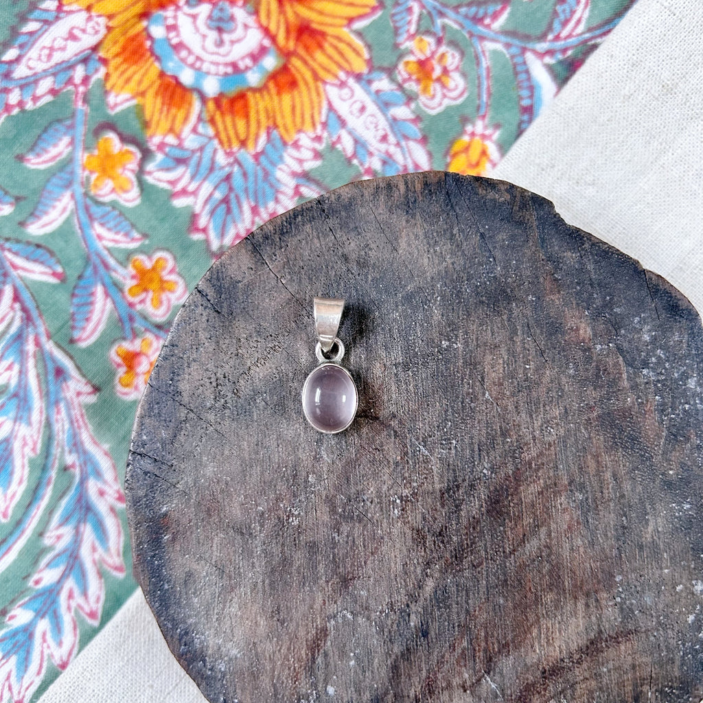 Rose Quartz Silver Pendant