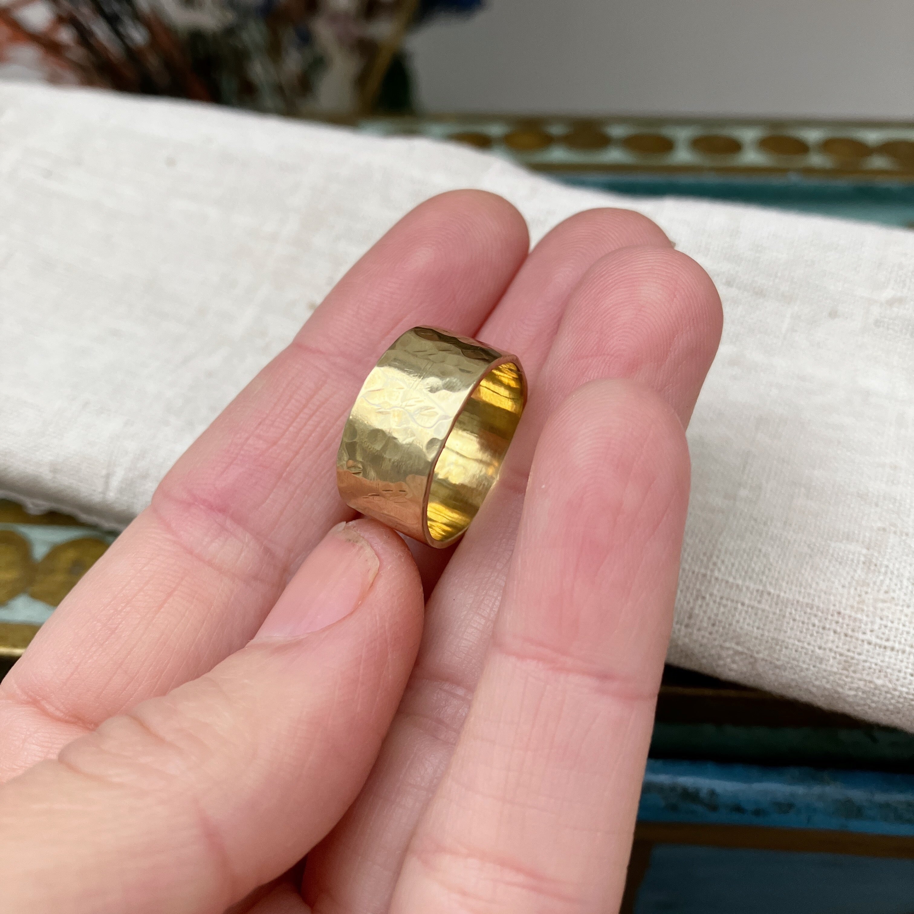 Hammered Brass Chunky Ring