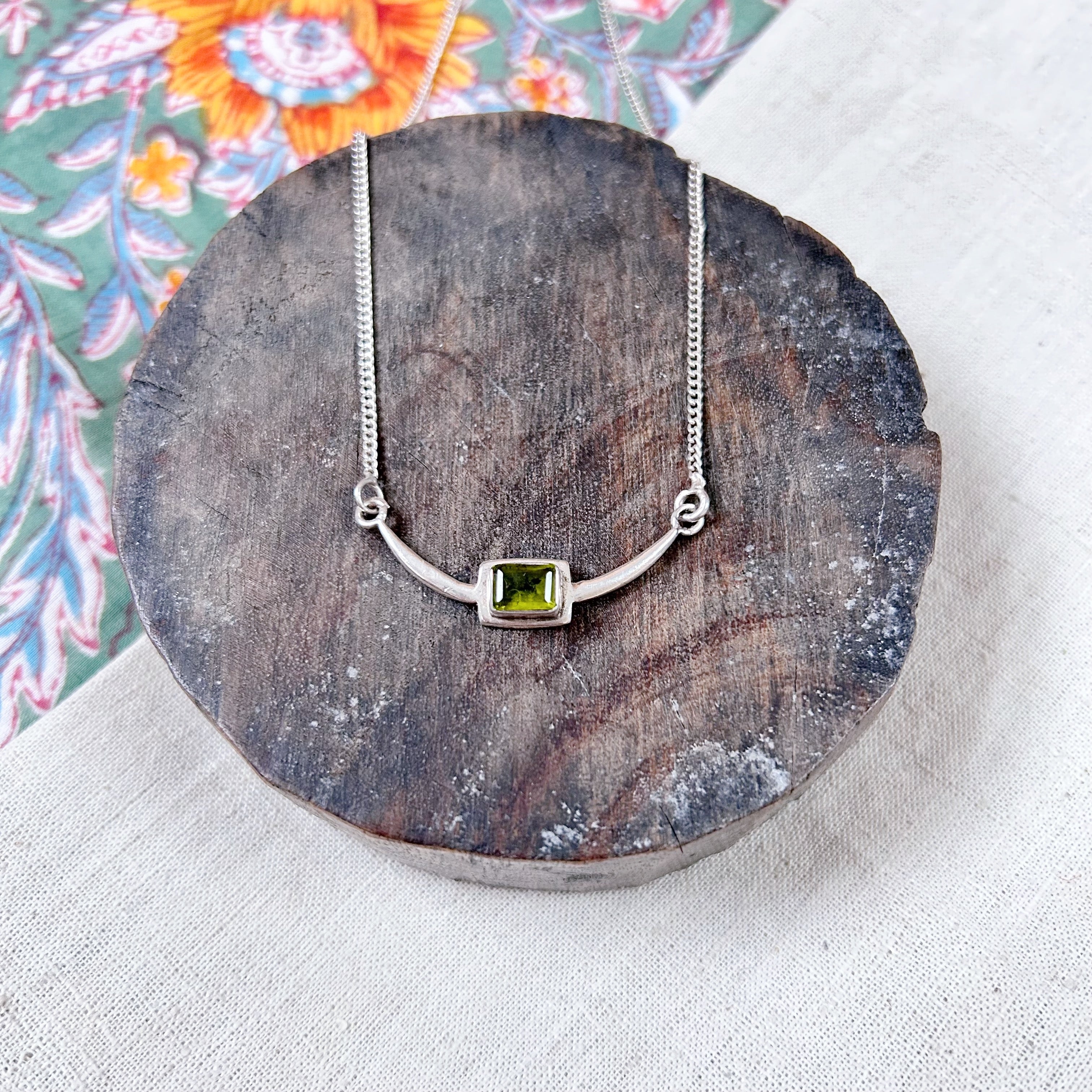 Peridot & sterling silver necklace