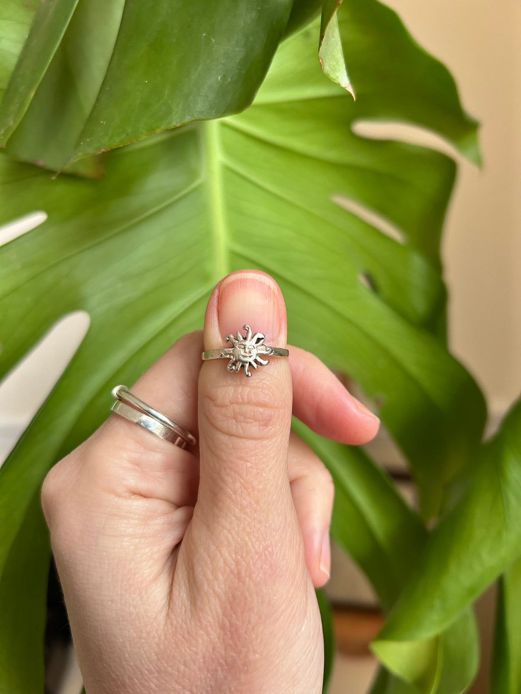 Sterling Silver Sun Face Ring L