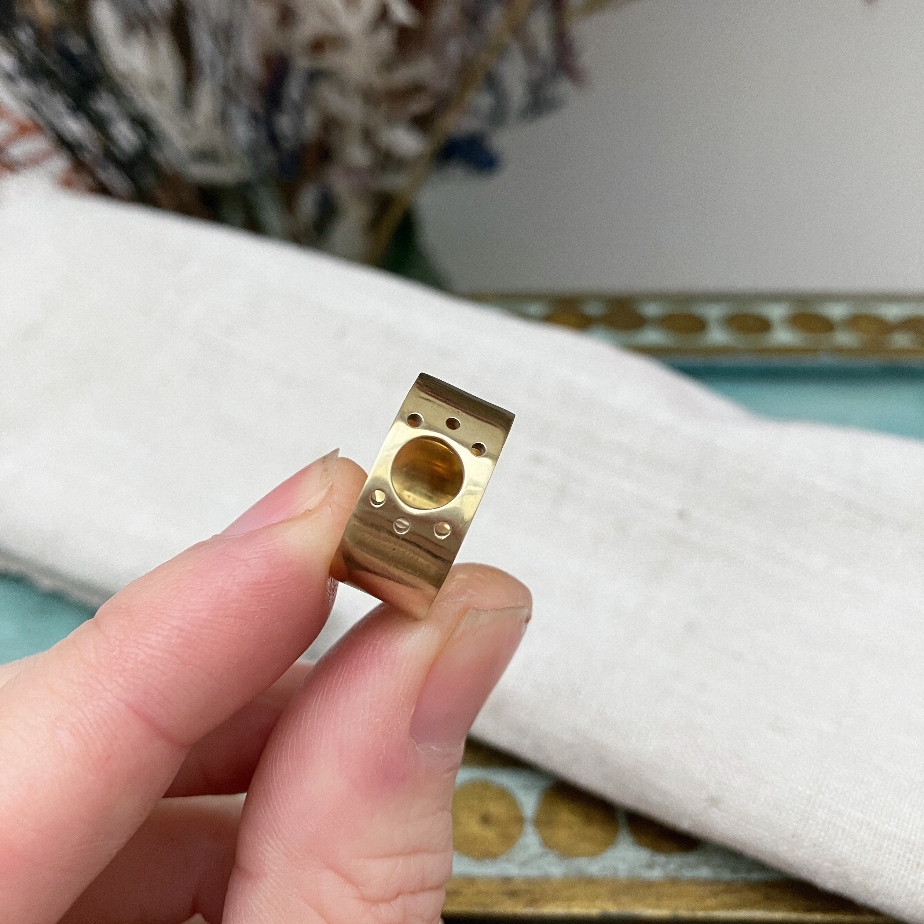 Abstract Moon & Stars Brass Ring