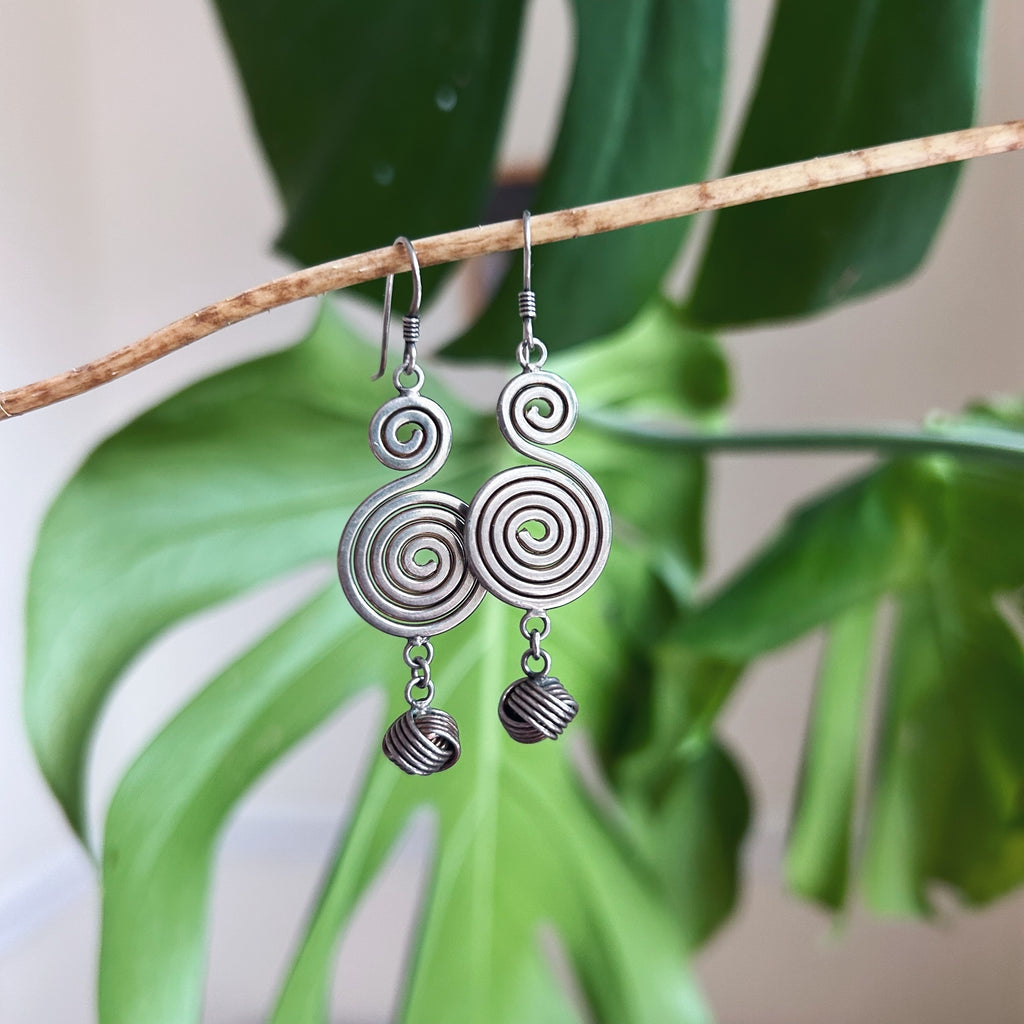 Double Spiral Silver Earrings