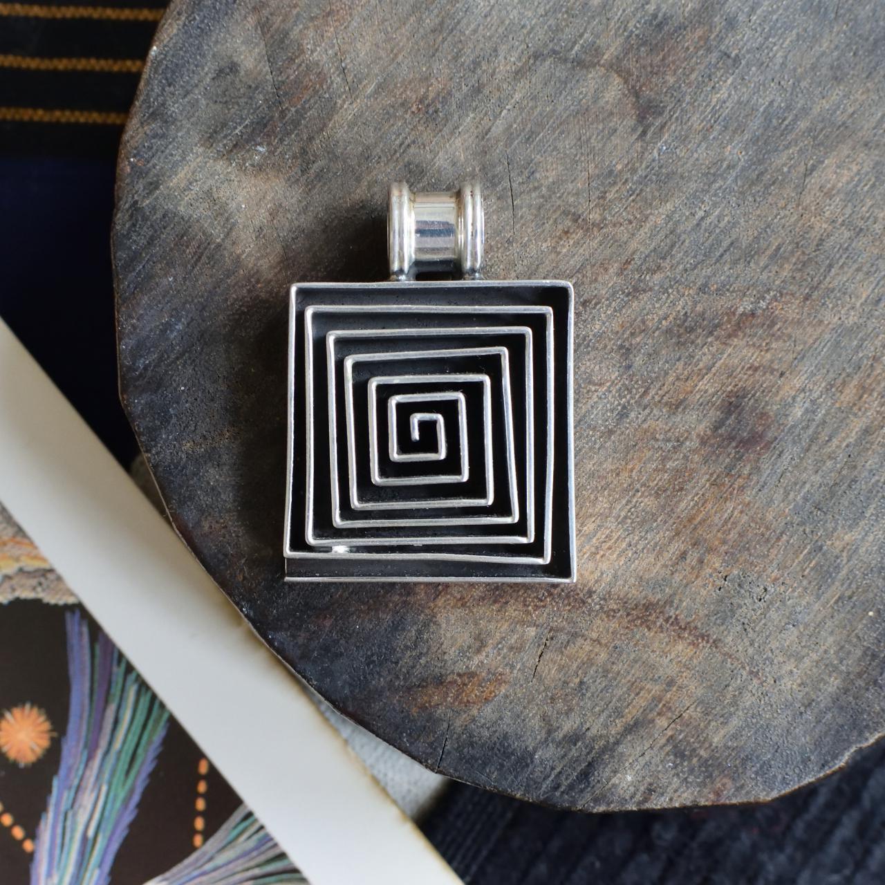 Shadowbox Silver Spiral Pendant