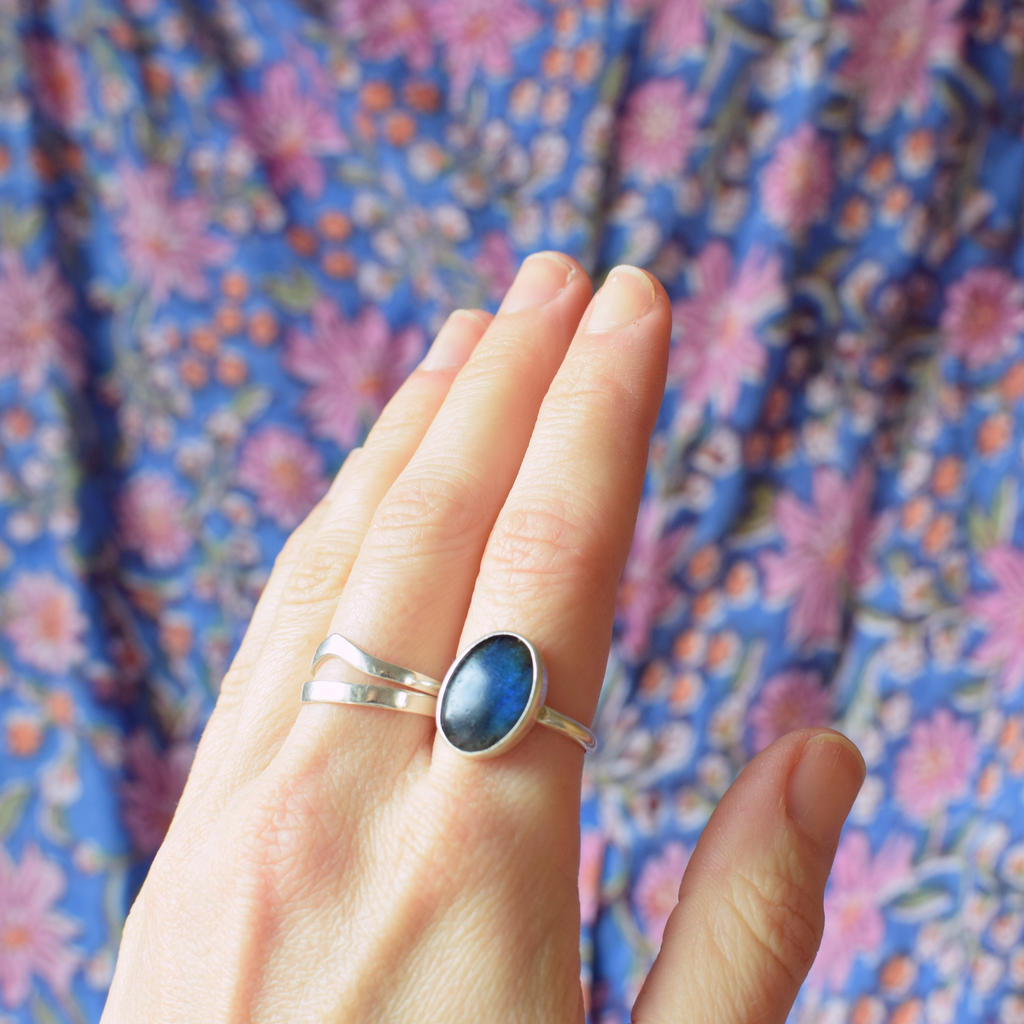 Old Silver Butterfly Wing Ring Q