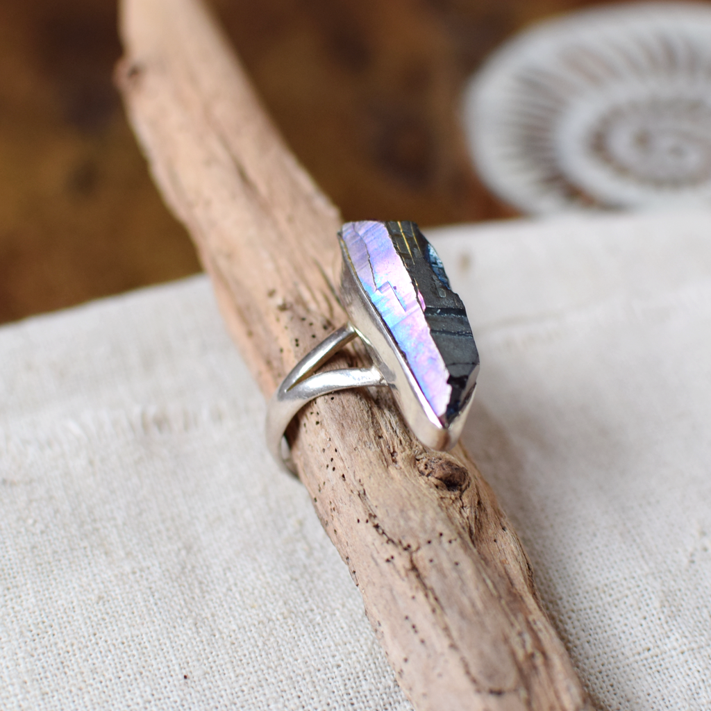 Rainbow Quartz Sterling Silver Ring P