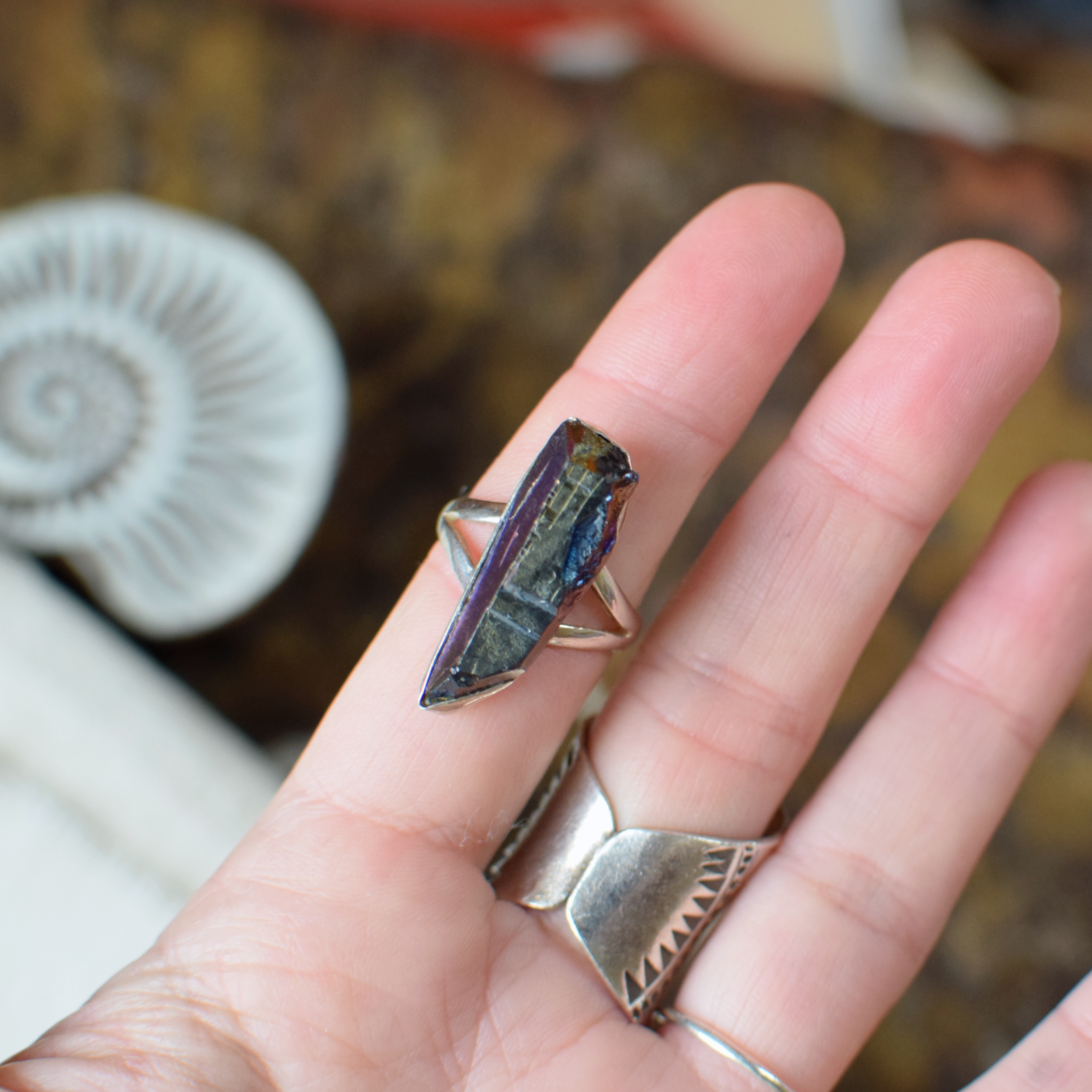 Rainbow Quartz Sterling Silver Ring P