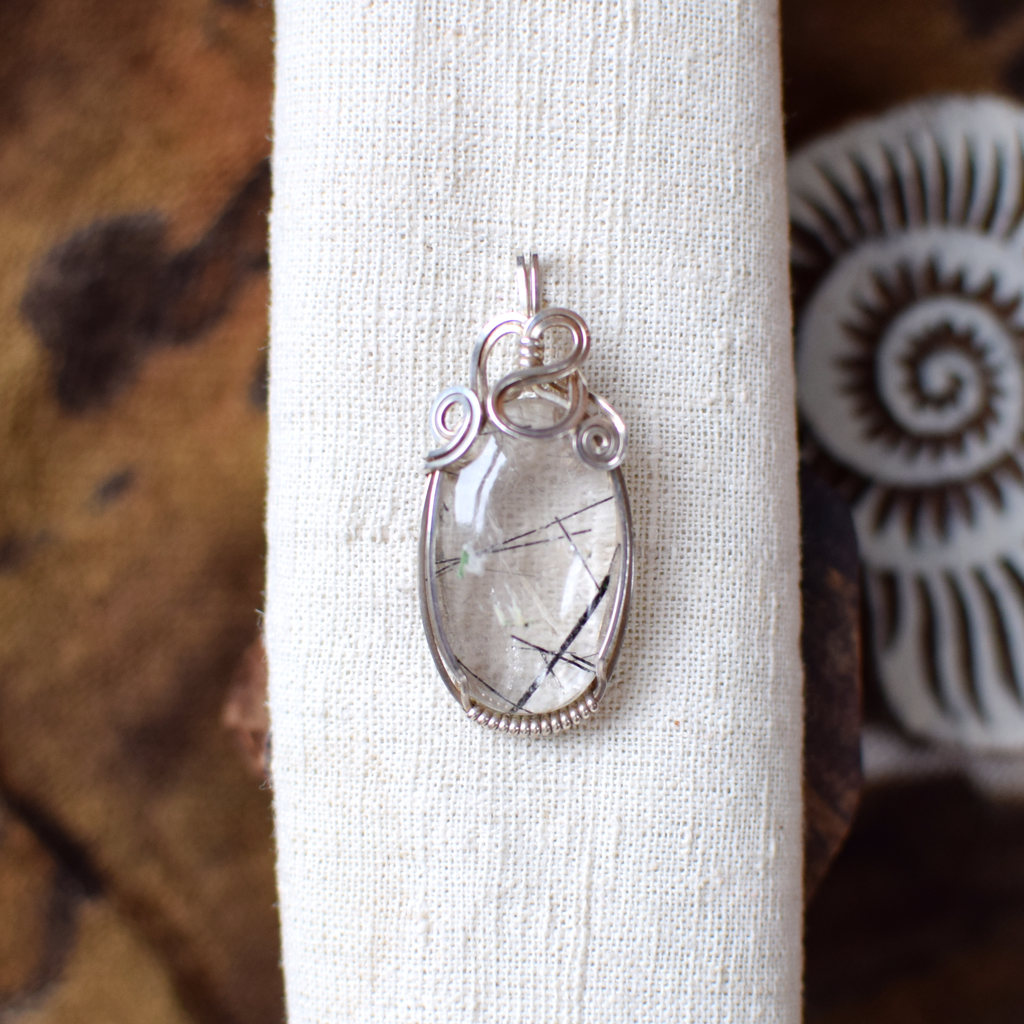 Rutilated Quartz & Sterling Silver Pendant