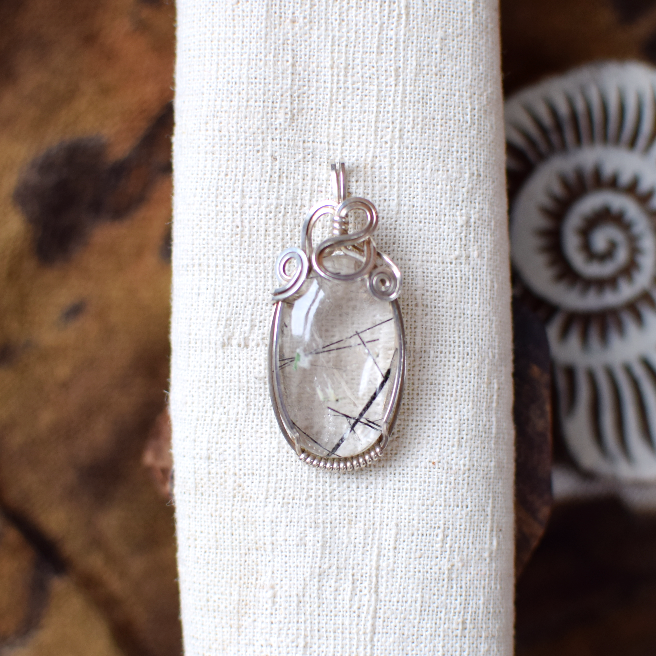 Rutilated Quartz & Sterling Silver Pendant