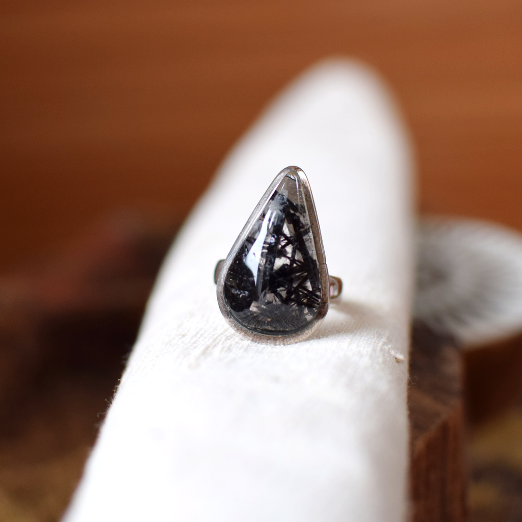 Rutilated Quartz Sterling Silver Ring M