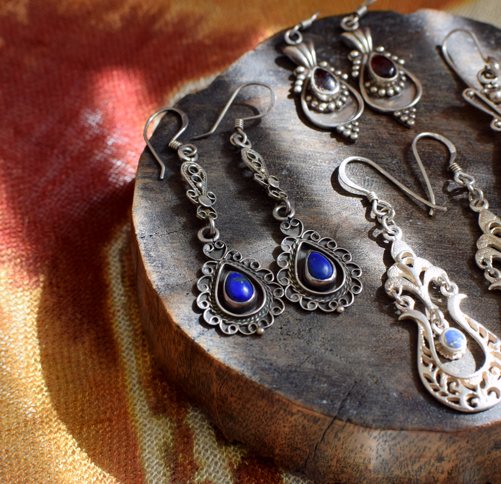Teardrop Lapis Lazuli & Sterling Silver Earrings