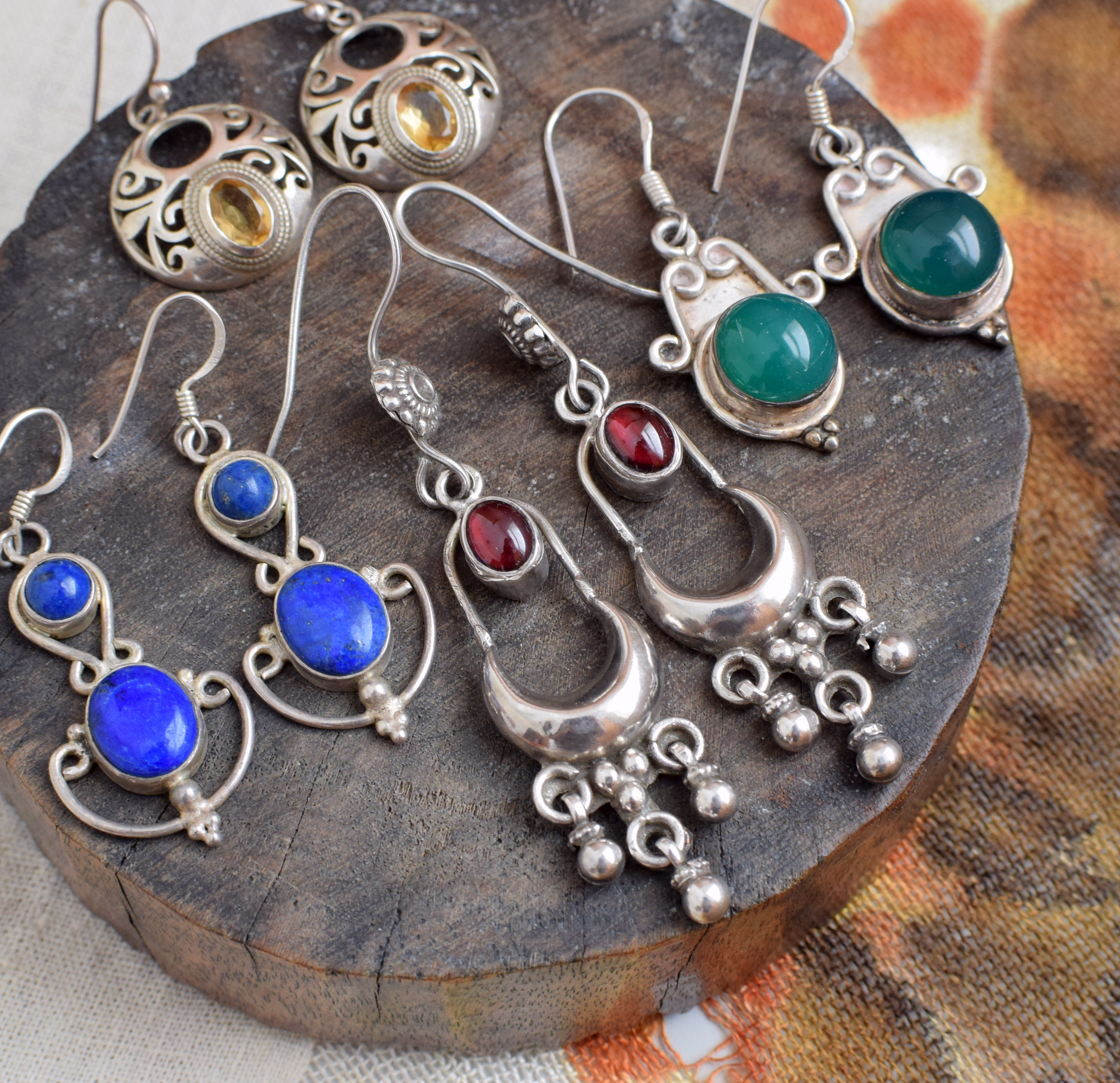 Garnet & Sterling Silver Earrings