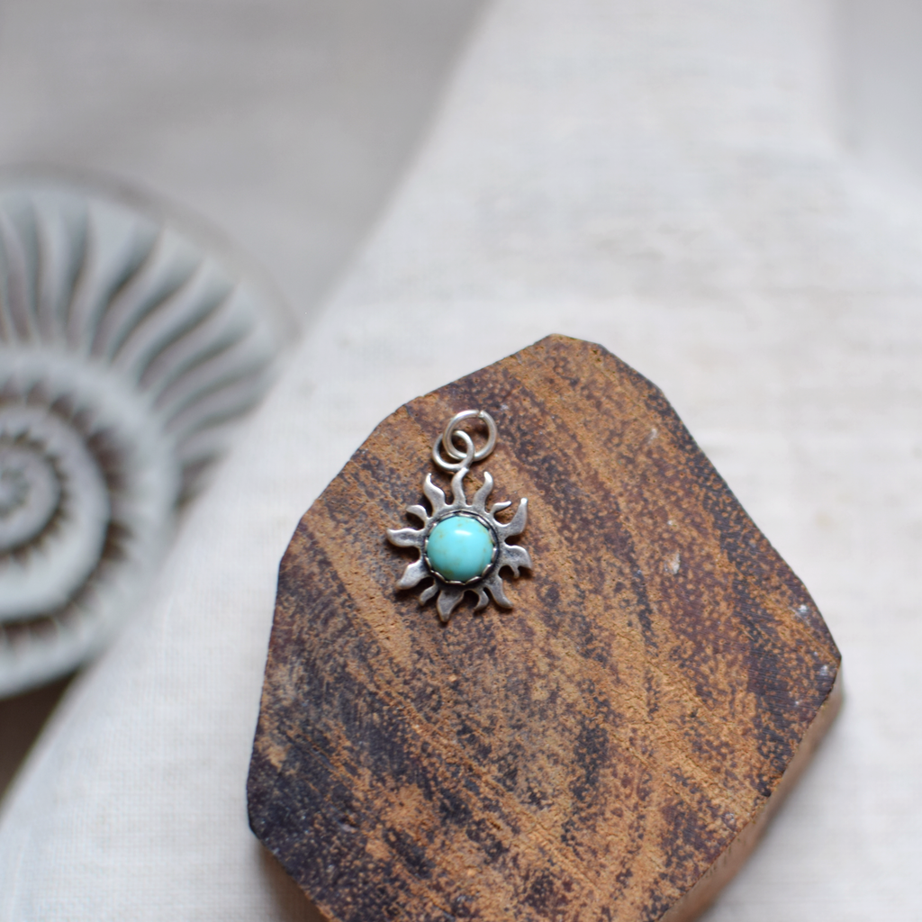 Turquoise & Silver Sun Pendant