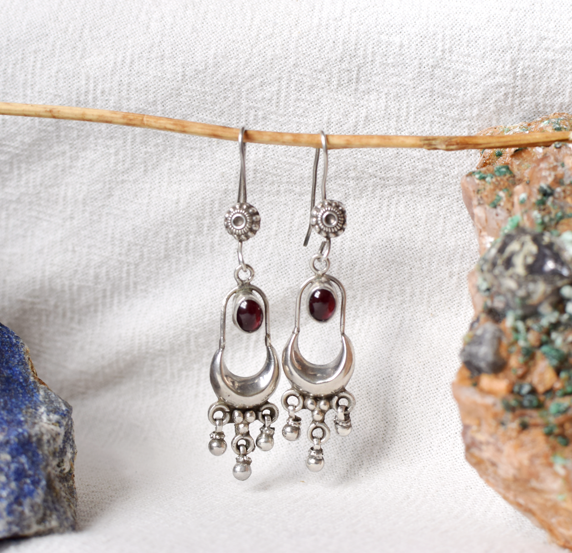 Garnet & Sterling Silver Earrings