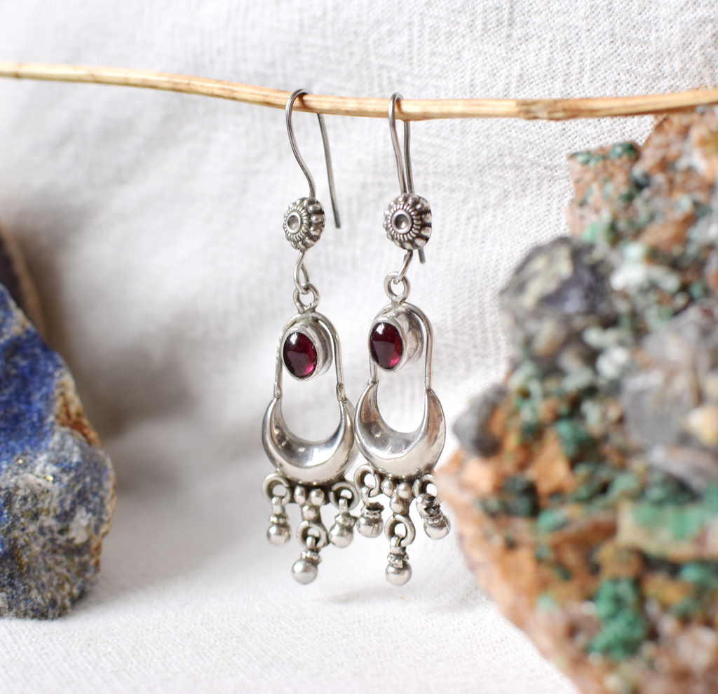 Garnet & Sterling Silver Earrings
