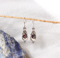 Garnet Sterling Silver Dangly Earrings