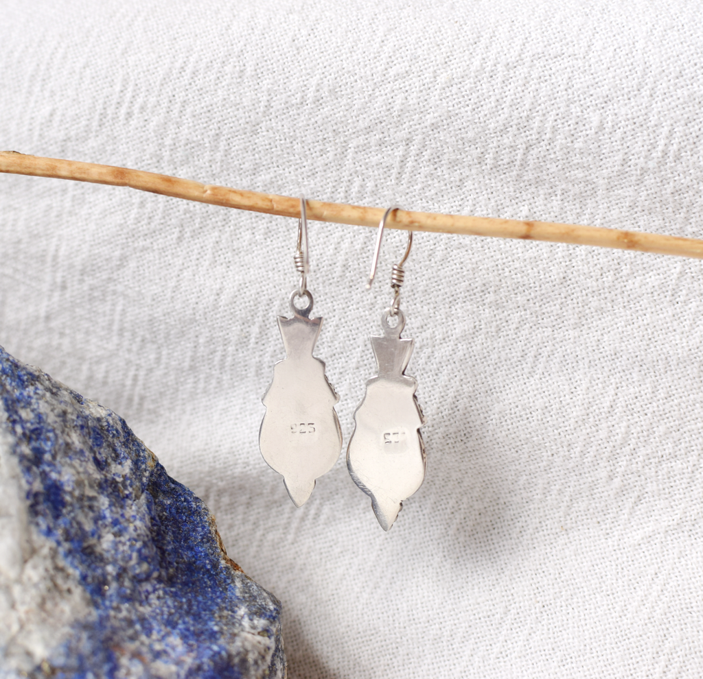 Garnet Sterling Silver Dangly Earrings