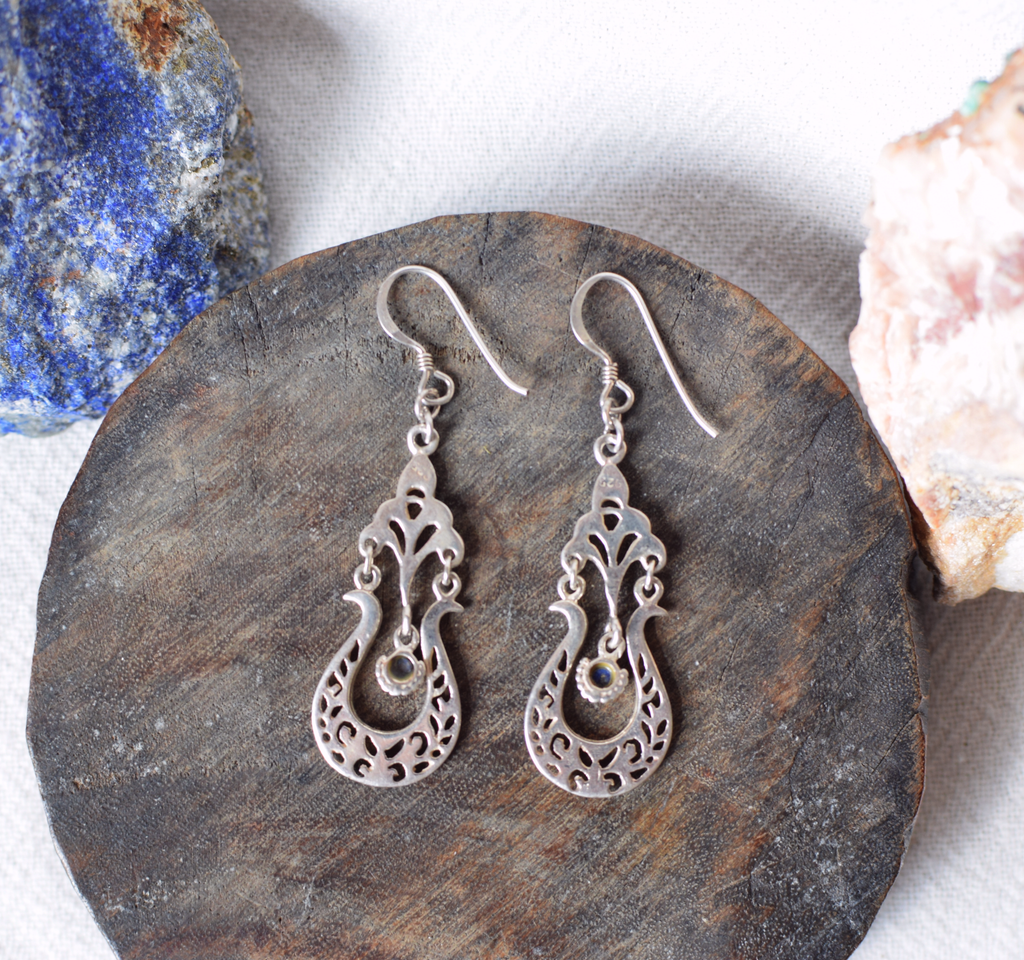 Lapis Lazuli & Sterling Silver Dangly Earrings