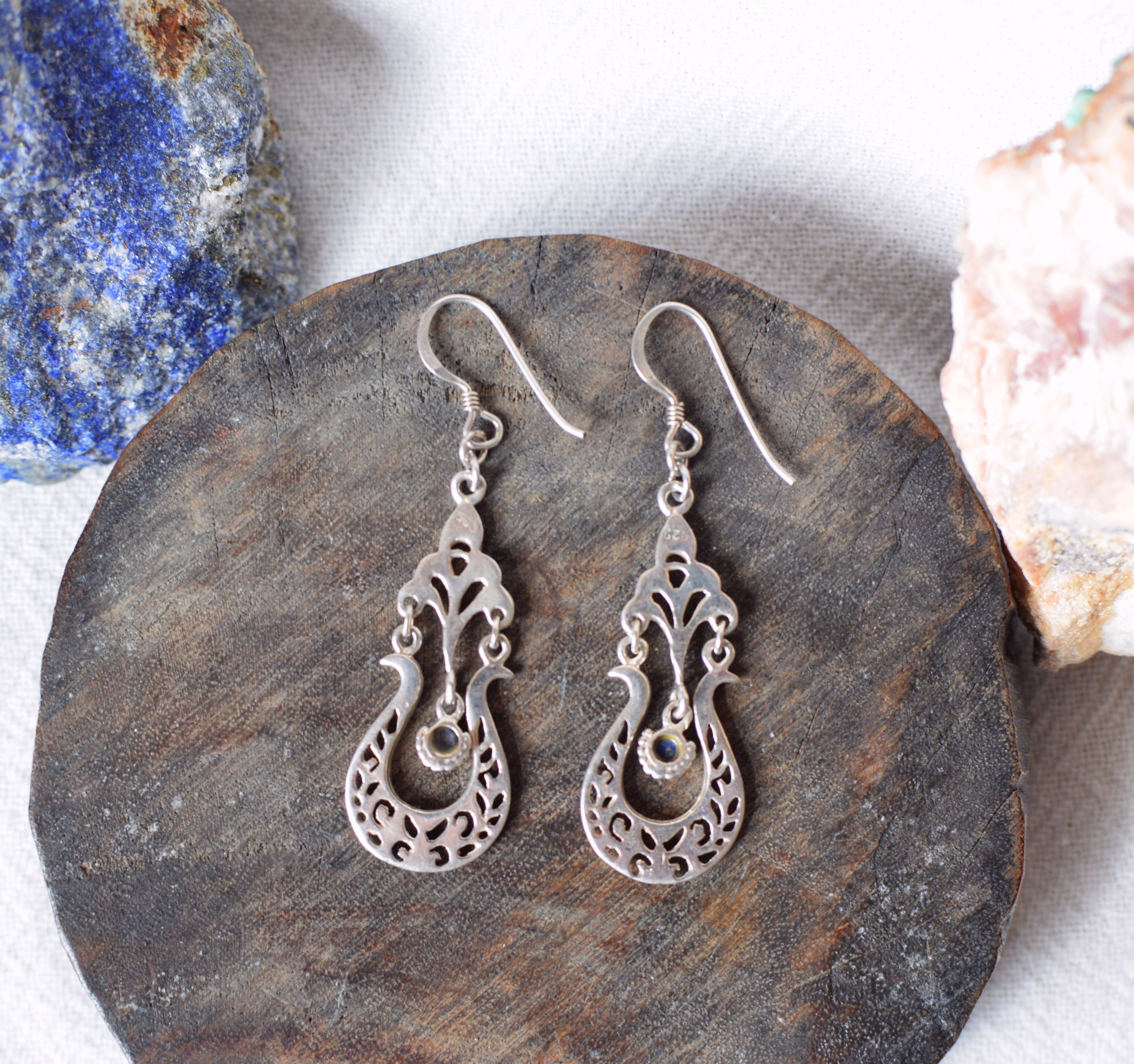 Lapis Lazuli & Sterling Silver Dangly Earrings